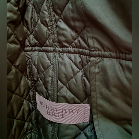 Green Burberry Diamond Quilted Utility Belted Field Jacket Gold Buttons S Small - Picture 9 of 10